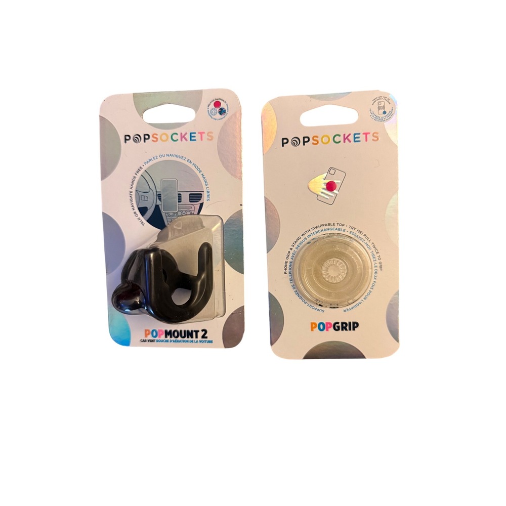PopSockets PopGrip Clear Glitter & PopMount 2 Vent Mount Lot New
